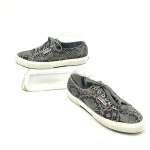 SUPERGA Sneakers Gray Black Snake Print Gray Laces